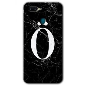 Oppo AX7 Siyah Mermer Desenli Ö Harfi Baskılı Uyumlu Silikon Kılıf