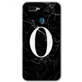 Oppo AX7 Siyah Mermer Desenli Ö Harfi Baskılı Uyumlu Silikon Kılıf