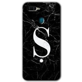 Oppo AX7 Siyah Mermer Desenli Ş Harfi Baskılı Uyumlu Silikon Kılıf