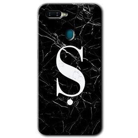 Oppo AX7 Siyah Mermer Desenli Ş Harfi Baskılı Uyumlu Silikon Kılıf
