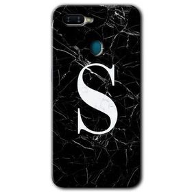 Oppo AX7 Siyah Mermer Desenli Ş Harfi Baskılı Uyumlu Silikon Kılıf