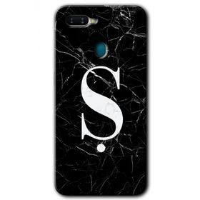 Oppo AX7 Siyah Mermer Desenli Ş Harfi Baskılı Uyumlu Silikon Kılıf