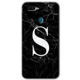 Oppo AX7 Siyah Mermer Desenli Ş Harfi Baskılı Uyumlu Silikon Kılıf