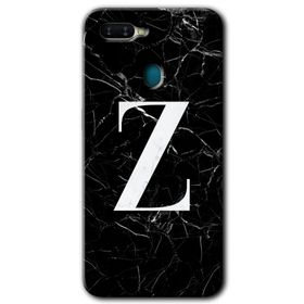 Oppo AX7 Siyah Mermer Desenli Z Harfi Baskılı Uyumlu Silikon Kılıf