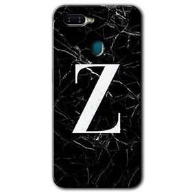 Oppo AX7 Siyah Mermer Desenli Z Harfi Baskılı Uyumlu Silikon Kılıf
