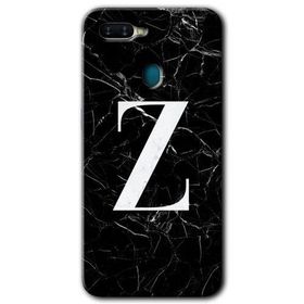 Oppo AX7 Siyah Mermer Desenli Z Harfi Baskılı Uyumlu Silikon Kılıf