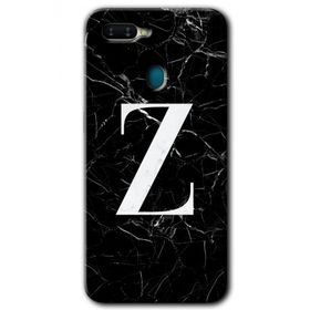Oppo AX7 Siyah Mermer Desenli Z Harfi Baskılı Uyumlu Silikon Kılıf