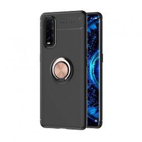 Oppo Find X2 Range Yüzüklü Silikon Siyah-Gold Kılıf
