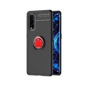 Oppo Find X2 Range Yüzüklü Silikon Siyah-Kırmızı Kılıf