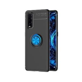 Oppo Find X2 Range Yüzüklü Silikon Siyah-Mavi Kılıf