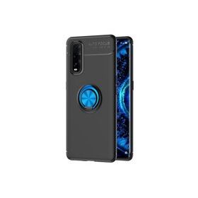 Oppo Find X2 Range Yüzüklü Silikon Siyah-Mavi Kılıf