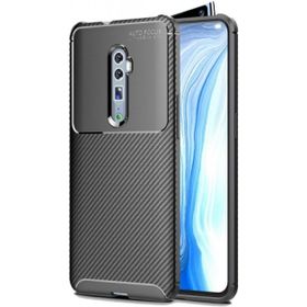 Oppo Reno 10x Zoom Siyah Kılıf Silikon Karbon Serisi Mat Fiber Negro Kapak