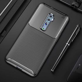 Oppo Reno 10x Zoom Siyah Kılıf Silikon Karbon Serisi Mat Fiber Negro Kapak