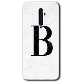 Oppo Reno 2Z Beyaz Mermer Desenli B Harfi Baskılı Uyumlu Silikon Kılıf