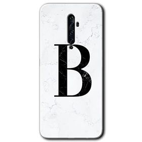 Oppo Reno 2Z Beyaz Mermer Desenli B Harfi Baskılı Uyumlu Silikon Kılıf
