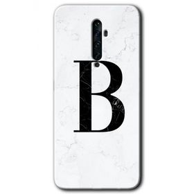 Oppo Reno 2Z Beyaz Mermer Desenli B Harfi Baskılı Uyumlu Silikon Kılıf