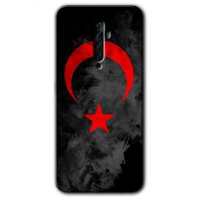 Oppo Reno 2Z Black Ayyıldız Baskılı Uyumlu Silikon Kılıf
