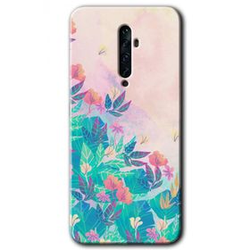 Oppo Reno 2Z Çizim Yapraklar Baskılı Uyumlu Silikon Kılıf