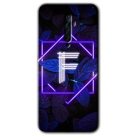 Oppo Reno 2Z Dark Neon Yaprak F Harfi Baskılı Uyumlu Silikon Kılıf