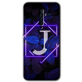 Oppo Reno 2Z Dark Neon Yaprak J Harfi Baskılı Uyumlu Silikon Kılıf