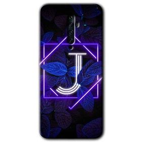 Oppo Reno 2Z Dark Neon Yaprak J Harfi Baskılı Uyumlu Silikon Kılıf