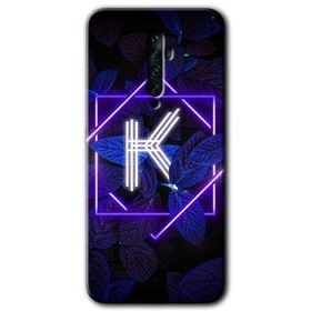 Oppo Reno 2Z Dark Neon Yaprak K Harfi Baskılı Uyumlu Silikon Kılıf