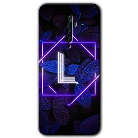 Oppo Reno 2Z Dark Neon Yaprak L Harfi Baskılı Uyumlu Silikon Kılıf