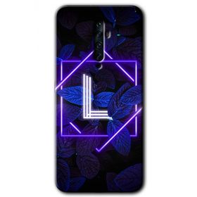 Oppo Reno 2Z Dark Neon Yaprak L Harfi Baskılı Uyumlu Silikon Kılıf