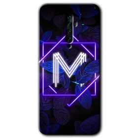 Oppo Reno 2Z Dark Neon Yaprak M Harfi Baskılı Uyumlu Silikon Kılıf