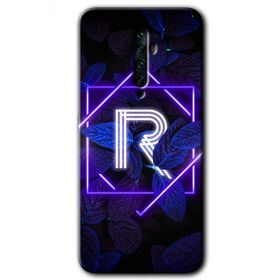 Oppo Reno 2Z Dark Neon Yaprak R Harfi Baskılı Uyumlu Silikon Kılıf
