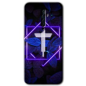 Oppo Reno 2Z Dark Neon Yaprak T Harfi Baskılı Uyumlu Silikon Kılıf