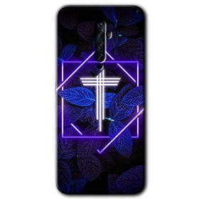 Oppo Reno 2Z Dark Neon Yaprak T Harfi Baskılı Uyumlu Silikon Kılıf
