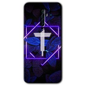 Oppo Reno 2Z Dark Neon Yaprak T Harfi Baskılı Uyumlu Silikon Kılıf