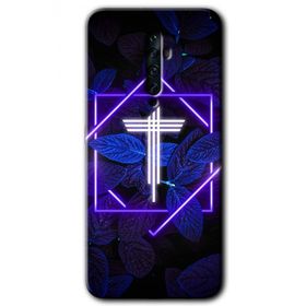 Oppo Reno 2Z Dark Neon Yaprak T Harfi Baskılı Uyumlu Silikon Kılıf