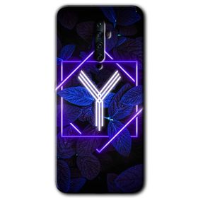 Oppo Reno 2Z Dark Neon Yaprak Y Harfi Baskılı Uyumlu Silikon Kılıf