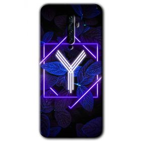 Oppo Reno 2Z Dark Neon Yaprak Y Harfi Baskılı Uyumlu Silikon Kılıf