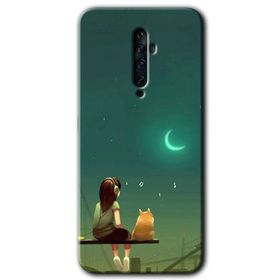 Oppo Reno 2Z Kedili Kız Baskılı Uyumlu Silikon Kılıf