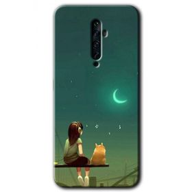 Oppo Reno 2Z Kedili Kız Baskılı Uyumlu Silikon Kılıf