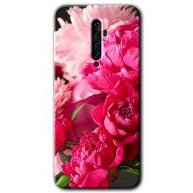 Oppo Reno 2Z Kırmızı Beyaz Gül Baskılı Uyumlu Silikon Kılıf
