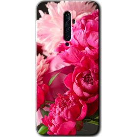 Oppo Reno 2Z Kırmızı Beyaz Gül Baskılı Uyumlu Silikon Kılıf