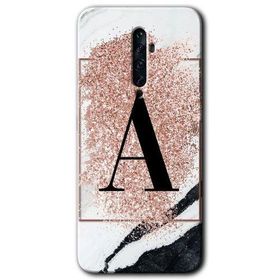 Oppo Reno 2Z Pembe Mermer Desenli A Harfi Baskılı Uyumlu Silikon Kılıf