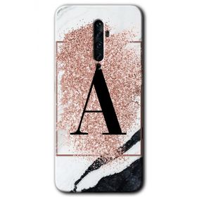 Oppo Reno 2Z Pembe Mermer Desenli A Harfi Baskılı Uyumlu Silikon Kılıf