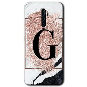 Oppo Reno 2Z Pembe Mermer Desenli G Harfi Baskılı Uyumlu Silikon Kılıf