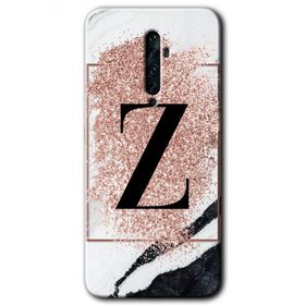 Oppo Reno 2Z Pembe Mermer Desenli Z Harfi Baskılı Uyumlu Silikon Kılıf