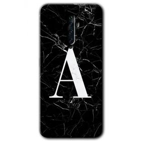 Oppo Reno 2Z Siyah Mermer Desenli A Harfi Baskılı Uyumlu Silikon Kılıf