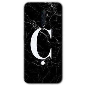 Oppo Reno 2Z Siyah Mermer Desenli Ç Harfi Baskılı Uyumlu Silikon Kılıf