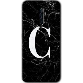 Oppo Reno 2Z Siyah Mermer Desenli Ç Harfi Baskılı Uyumlu Silikon Kılıf