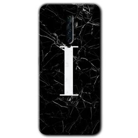 Oppo Reno 2Z Siyah Mermer Desenli İ Harfi Baskılı Uyumlu Silikon Kılıf