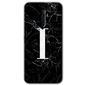 Oppo Reno 2Z Siyah Mermer Desenli İ Harfi Baskılı Uyumlu Silikon Kılıf