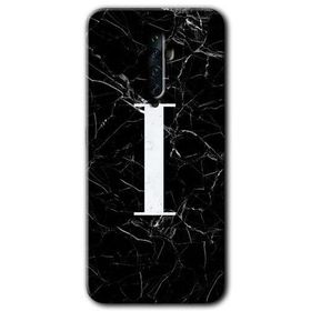 Oppo Reno 2Z Siyah Mermer Desenli İ Harfi Baskılı Uyumlu Silikon Kılıf